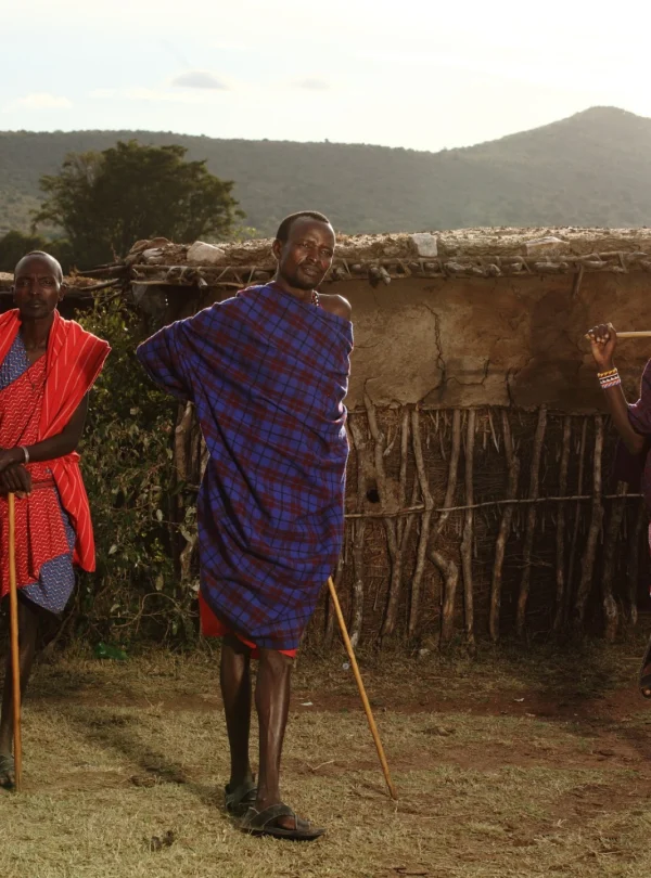 Masai men near a manyatta - Mweri Expedition
