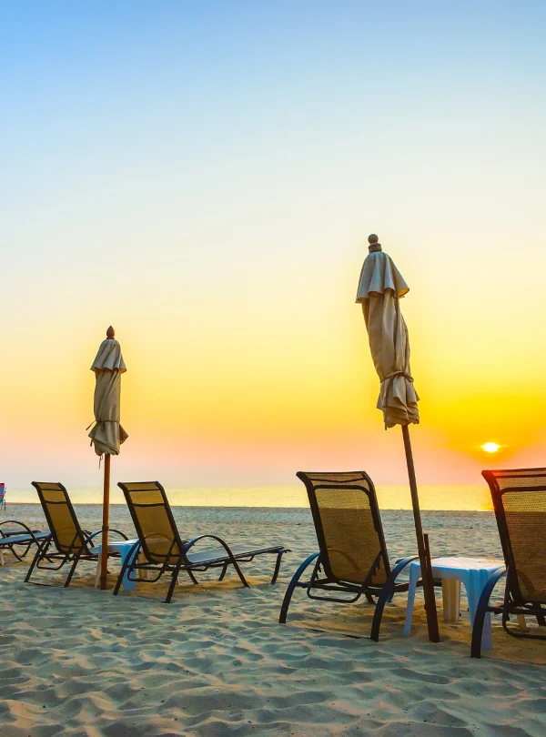 beach-chairs arranged in a coastal beach - Mweri Expeditions